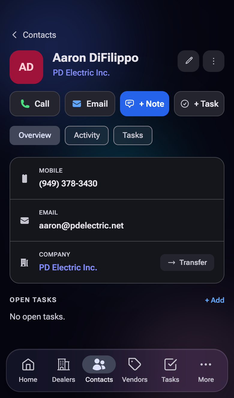 Contact detail page