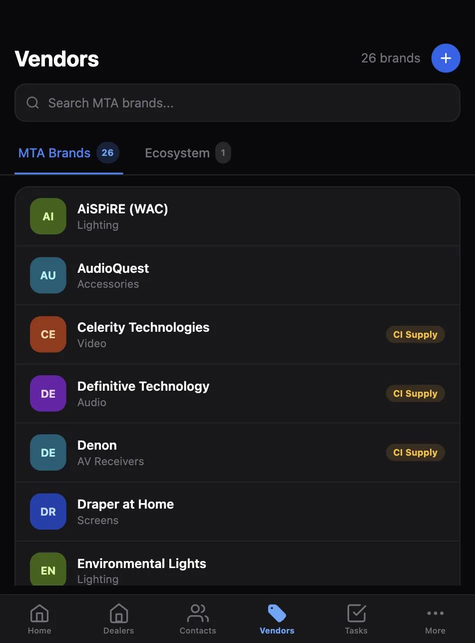Vendors MTA brands